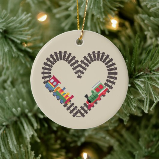 Valentinstag Eisenbahn Herz Keramik Ornament (Baum)