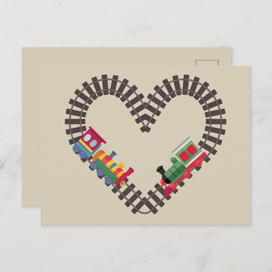 Valentinstag Eisenbahn Herz Postkarte (Vorne/Hinten)