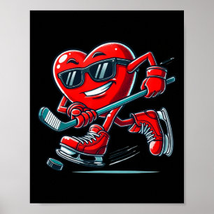 Valentinstag Eishockey Lustiges Rotes Herz Liebe J Poster