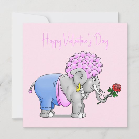 Valentinstag-Elefant Feiertagskarte (Vorderseite)