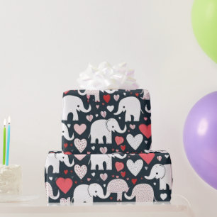 Valentinstag Elefanten & Herz Wrapping Paper Geschenkpapier