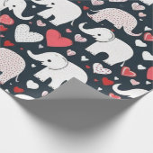 Valentinstag Elefanten & Herz Wrapping Paper Geschenkpapier (Ecke)
