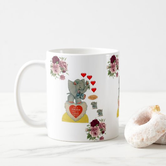Valentinstag Elefantenflorale Tasse (Mit Donut)