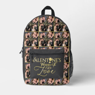 Valentinstag Elegante Gold-Foto-Collage Bedruckter Rucksack