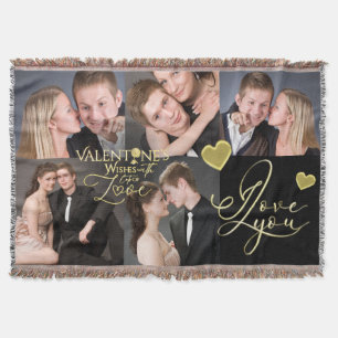 Valentinstag Elegante Gold-Foto-Collage Decke