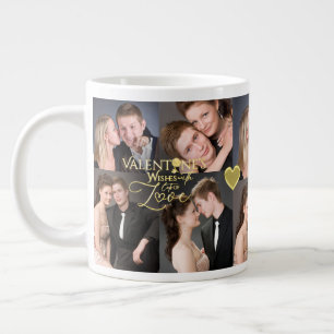 Valentinstag Elegante Gold-Foto-Collage Jumbo-Tasse