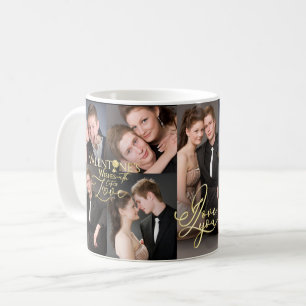 Valentinstag Elegante Gold-Foto-Collage Kaffeetasse