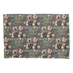 Valentinstag Elegantes Gold-Foto-Collage Kissenbezug