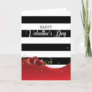 Valentinstag elegantes Streifendesign Feiertagskarte