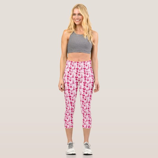 Valentinstag-Elemente Muster Capri Leggings (Vorderseite)