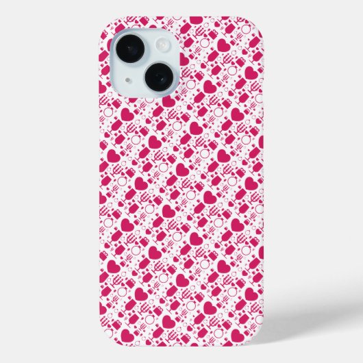 Valentinstag-Elemente Muster Case-Mate iPhone Hülle (Rückseite)