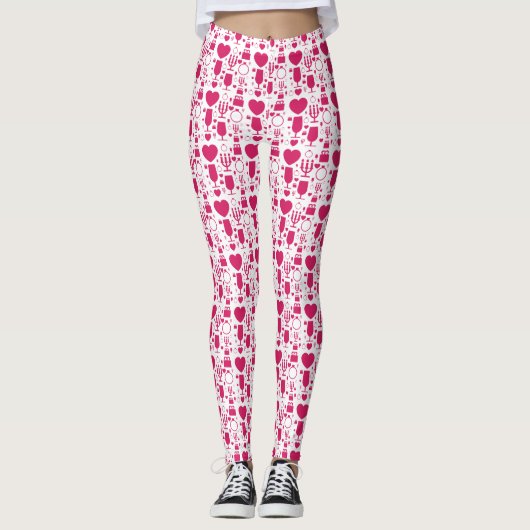 Valentinstag-Elemente Muster Leggings (Vorderseite)