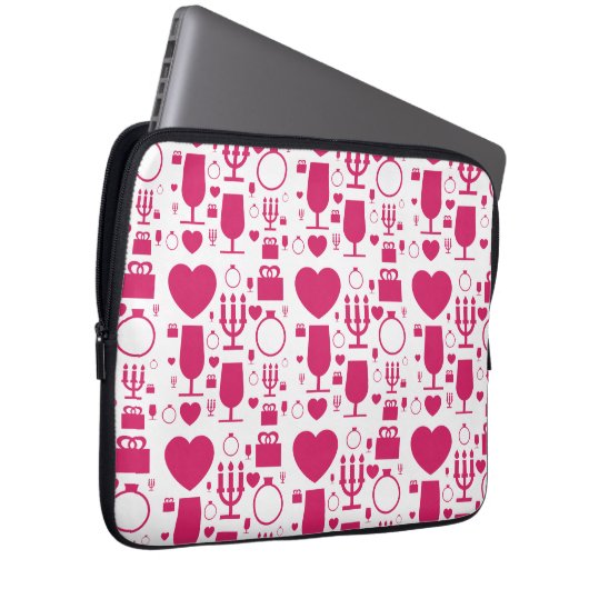 Valentinstag-Elementmuster Laptopschutzhülle (Vorne Rechts)
