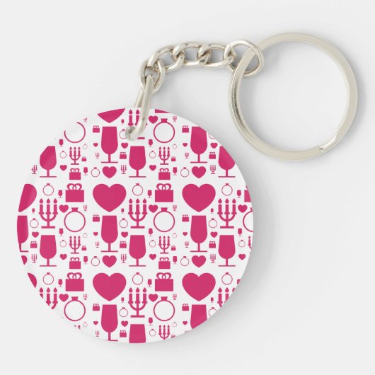 Valentinstag-Elementmuster Schlüsselanhänger (Rückseite)