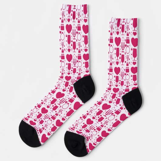 Valentinstag-Elementmuster Socken (Linkes Detail)