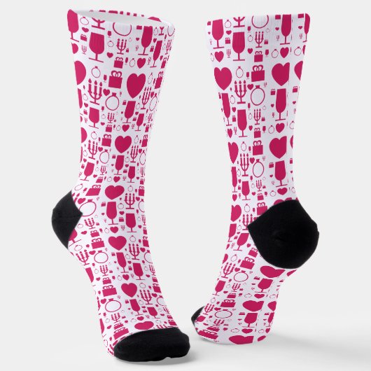 Valentinstag-Elementmuster Socken (Gewinkelt)
