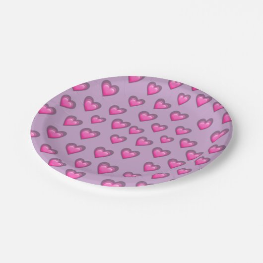 Valentinstag Emoji Pappteller (Schrägansicht)