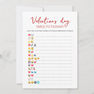 Valentinstag Emoji Pictionary game Card Einladung