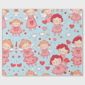 Valentinstag Engel & Herz Wrapping Paper Geschenkpapier (Flach)