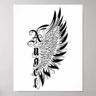 Valentinstag Engel mit Wings Tattoo Style Symbole Poster