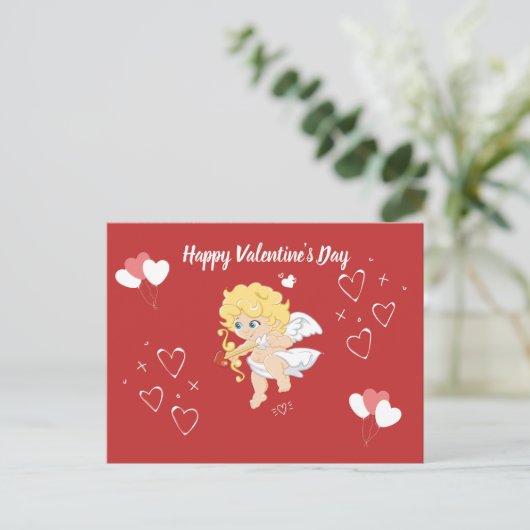 Valentinstag Engel Postkarte (Stehend Vorderseite)