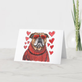 Valentinstag English Bulldog Feiertagskarte