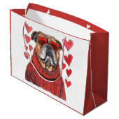 Valentinstag English Bulldog Große Geschenktüte (Rückseite Schrägansicht)