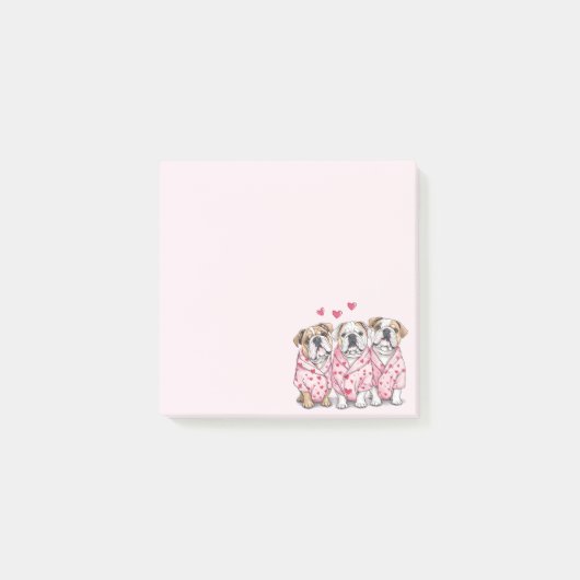 Valentinstag English Bulldog Post-it Klebezettel (Vorderseite)