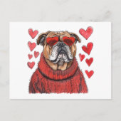 Valentinstag English Bulldog Postkarte (Vorderseite)