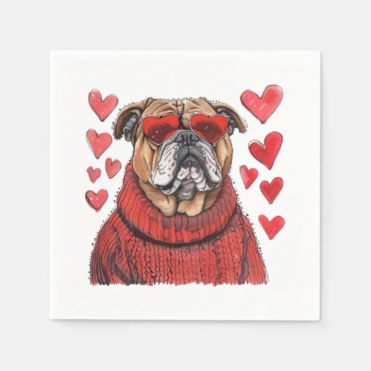 Valentinstag English Bulldog Serviette (Vorderseite)
