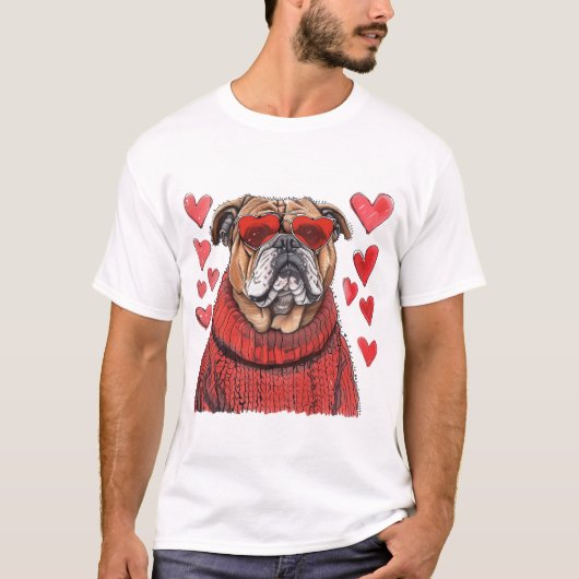 Valentinstag English Bulldog T-Shirt (Vorderseite)