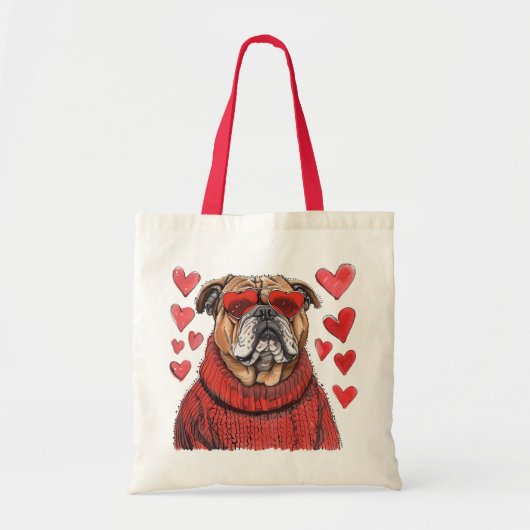 Valentinstag English Bulldog Tragetasche (Vorne)