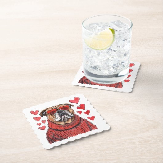 Valentinstag English Bulldog Untersetzer (Vor Ort)