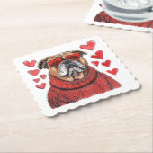 Valentinstag English Bulldog Untersetzer (angewinkelt)