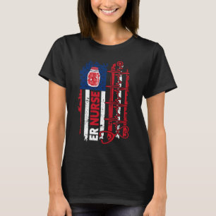 Valentinstag ER Nurse Stethoscope American Flag T-Shirt