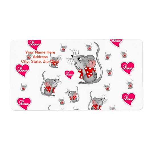 Valentinstag Etiketten Mäuse (Vorne)
