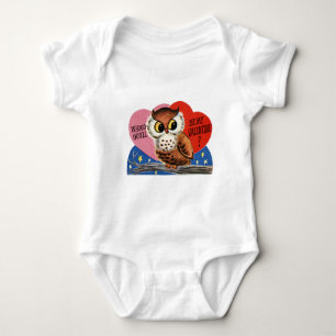 Valentinstag Eule im Vintage-Stil Baby Strampler