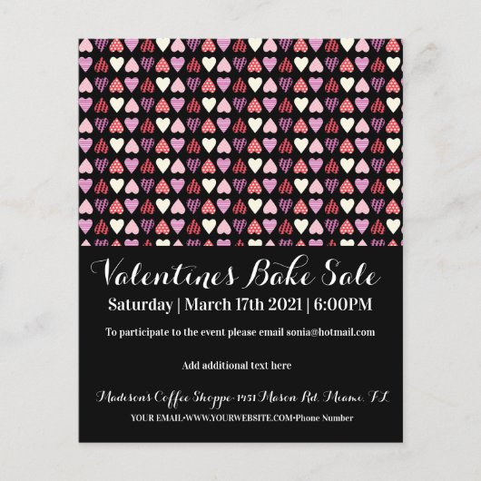 Valentinstag Event Party Bake Sale Wohltätigkeit E Flyer (Vorne)