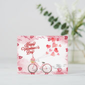 Valentinstag Fahrradtour der Liebe Feiertagspostkarte (Stehend Vorderseite)