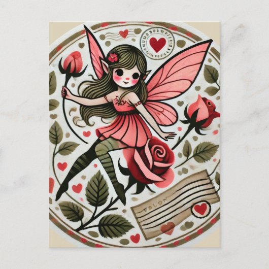 Valentinstag Fairy Valentine Postkarte (Vorderseite)