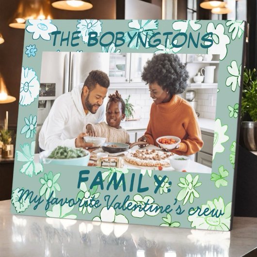 Valentinstag Familie Foto Zitat Blumengrün Fotoplatte