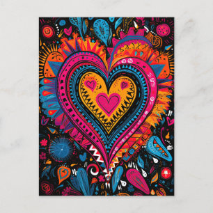 Valentinstag farbenfrohe Herz-Liebe Postkarte