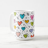 Valentinstag farbenfrohe süße Herzen Kaffeetasse (Vorderseite Links)