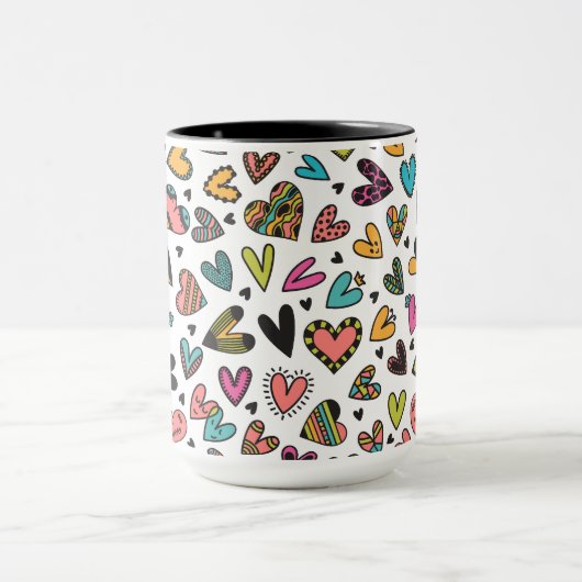 Valentinstag farbenfrohe süße Herzen Tasse (Zentrum)