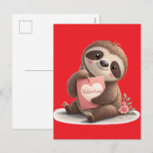 Valentinstag Faultier Feiertagspostkarte (Vorne/Hinten)