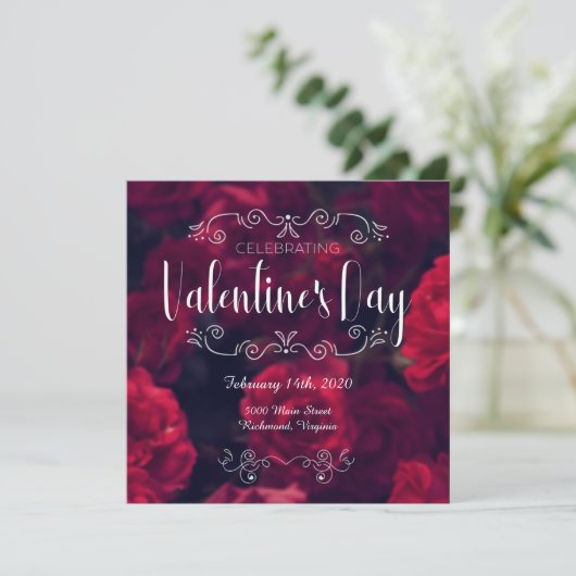 Valentinstag Feier Einladung (Stehend Vorderseite)