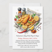 Valentinstag Fischfang & Chips Einladung (Vorderseite)