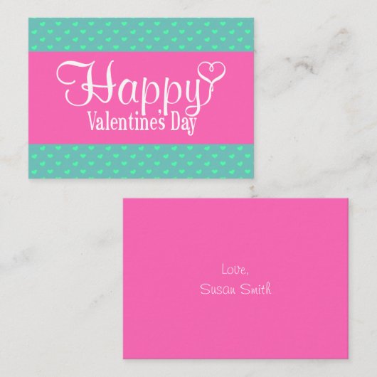 Valentinstag flache Karte (rosa) (Vorne/Hinten)
