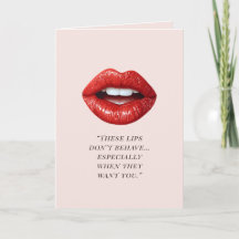 Valentinstag Flirty Rote Lippen Liebeskarte