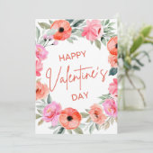 Valentinstag Floral Wreath Feiertagskarte (Stehend Vorderseite)